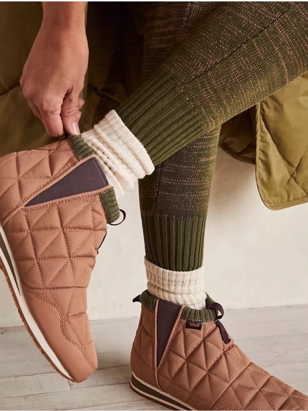Teva ReEmber Mid Quilted High-Top Sneakers in Tan